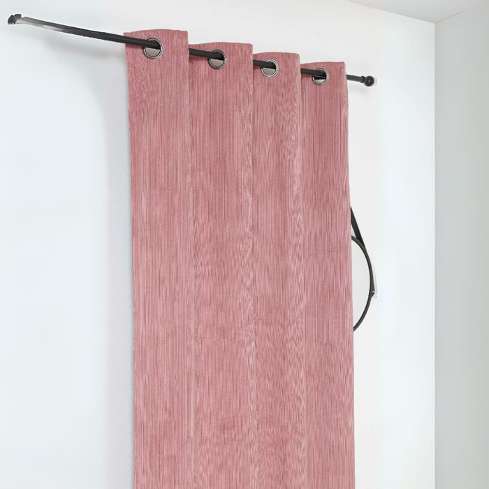 Rideau obscurcissant et isolant en velours côtelé - Rose poudré