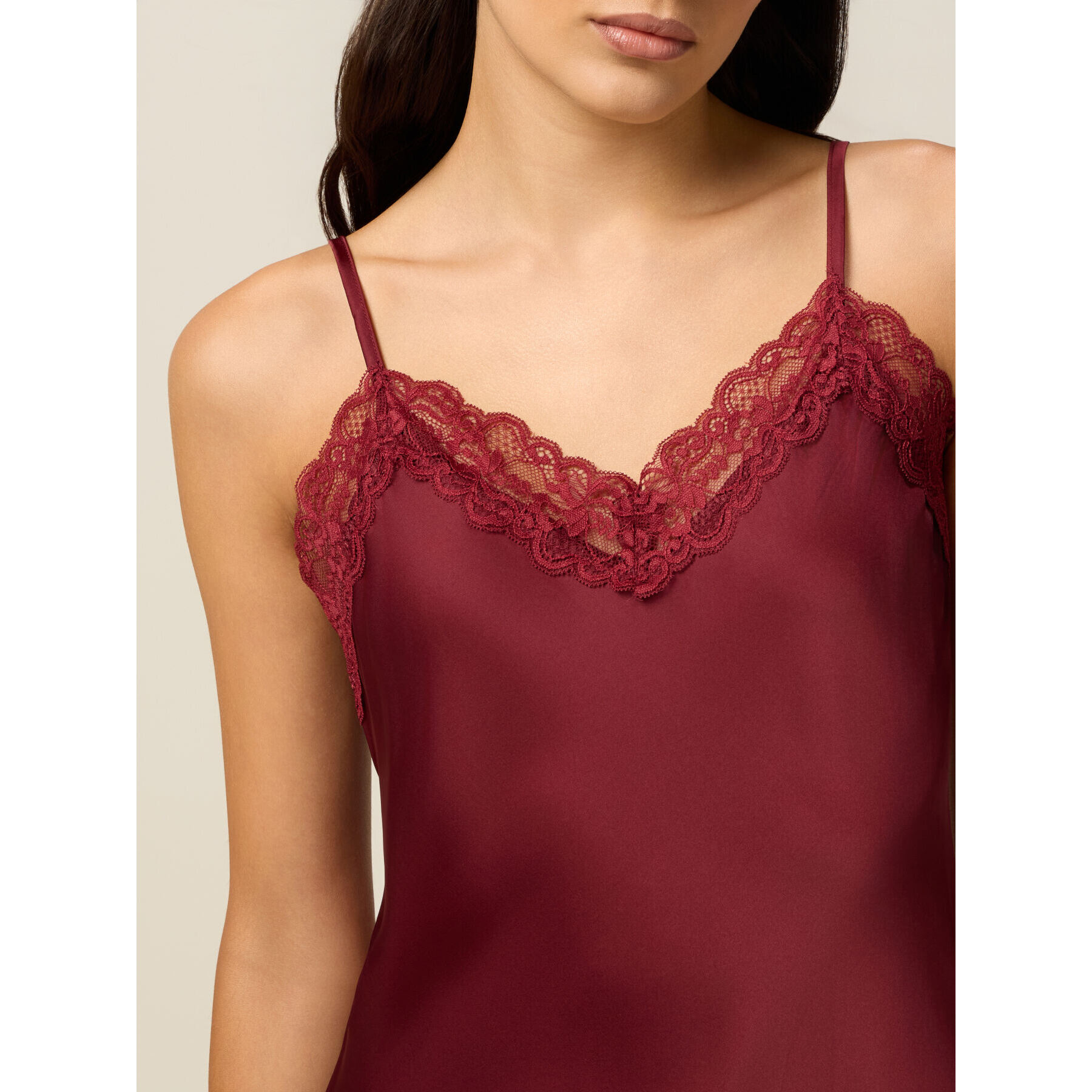 Oltre - Top lingerie in raso e pizzo - Bordeaux