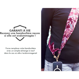 Cordon téléphone FORCE CASE Bandoulière bandana Bordeaux