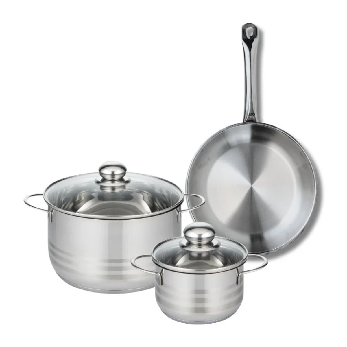 Ensemble de 1 Poêle de cuisson 24 cm et 2 faitouts 14 et 20 cm Elo Profi Brillant