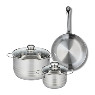 Ensemble de 1 Poêle de cuisson 24 cm et 2 faitouts 14 et 20 cm Elo Profi Brillant