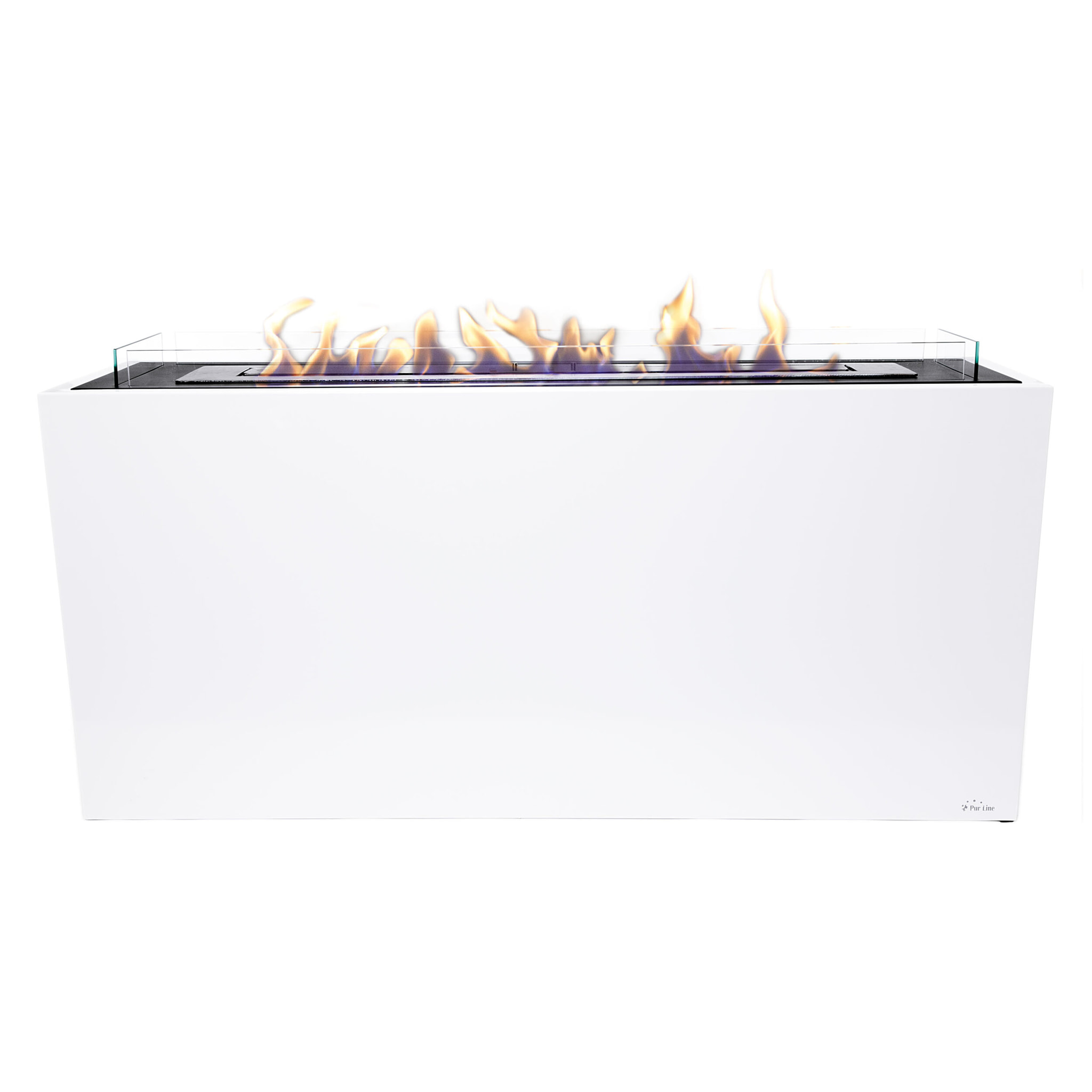 Chimenea de etanol de suelo de grandes dimensiones en acero lacado blanco GEA PURLINE