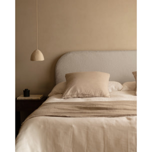 Tête de lit déhoussable en bouclé gris clair en différentes tailles