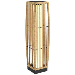 Linterna de Jardín de Ratán, Farola Solar Exterior con Luces LED Encendido y Apagado Automático, Impermeable, IP44, Lámpara de pie para Terraza, Balcón, Patio, 19x19x68 cm, Arena