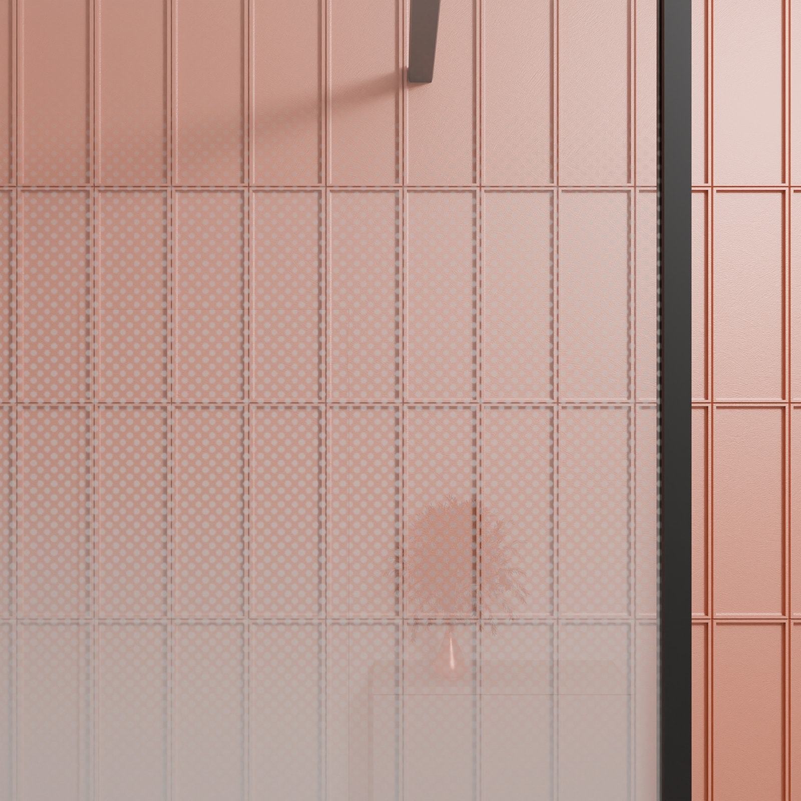 Paroi de douche 90x200cm Verre degrade blanc effet brume 6 mm - Encadrement noir mat - NEPHELIE