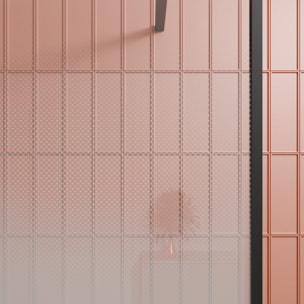 Paroi de douche 90x200cm Verre degrade blanc effet brume 6 mm - Encadrement noir mat - NEPHELIE