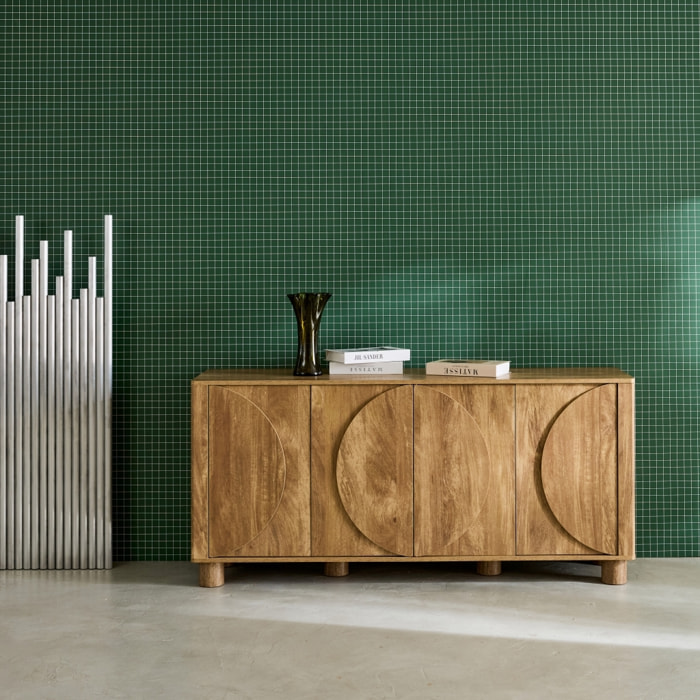 Buffet décor bois 4 portes 155cm PONDI