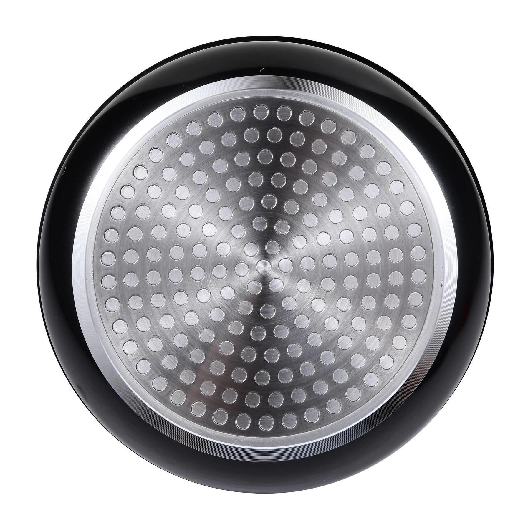 juego de 3 cazos ø16ø18ø20cm aluminio prensado negro + mango extraíble