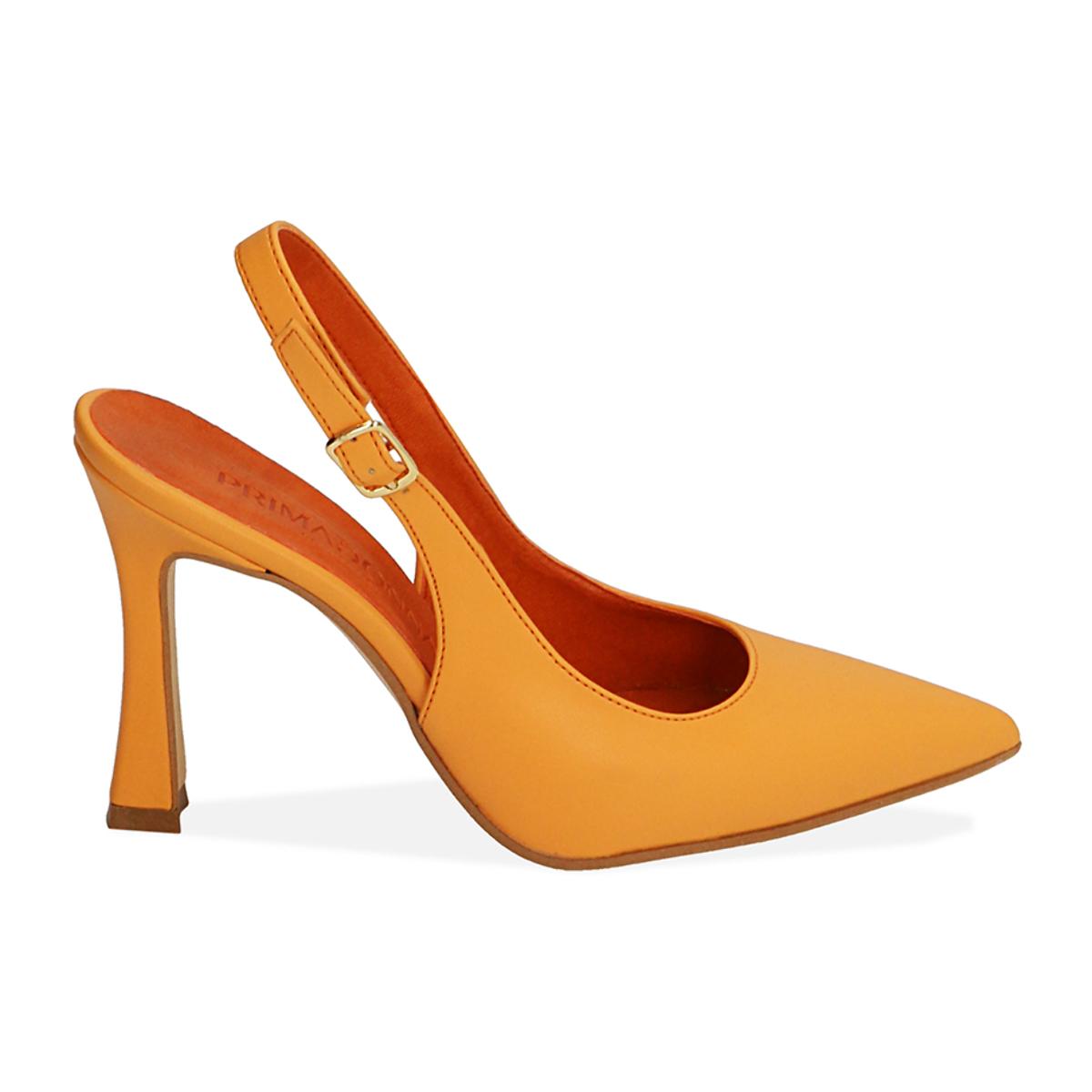 Décolleté slingback arancio, tacco 9,5 cm