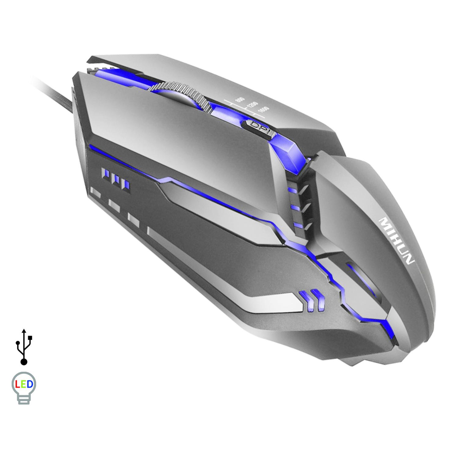 Ratón gaming G314 con luces LED RGB. 800, 1200 y 1600 dpi.