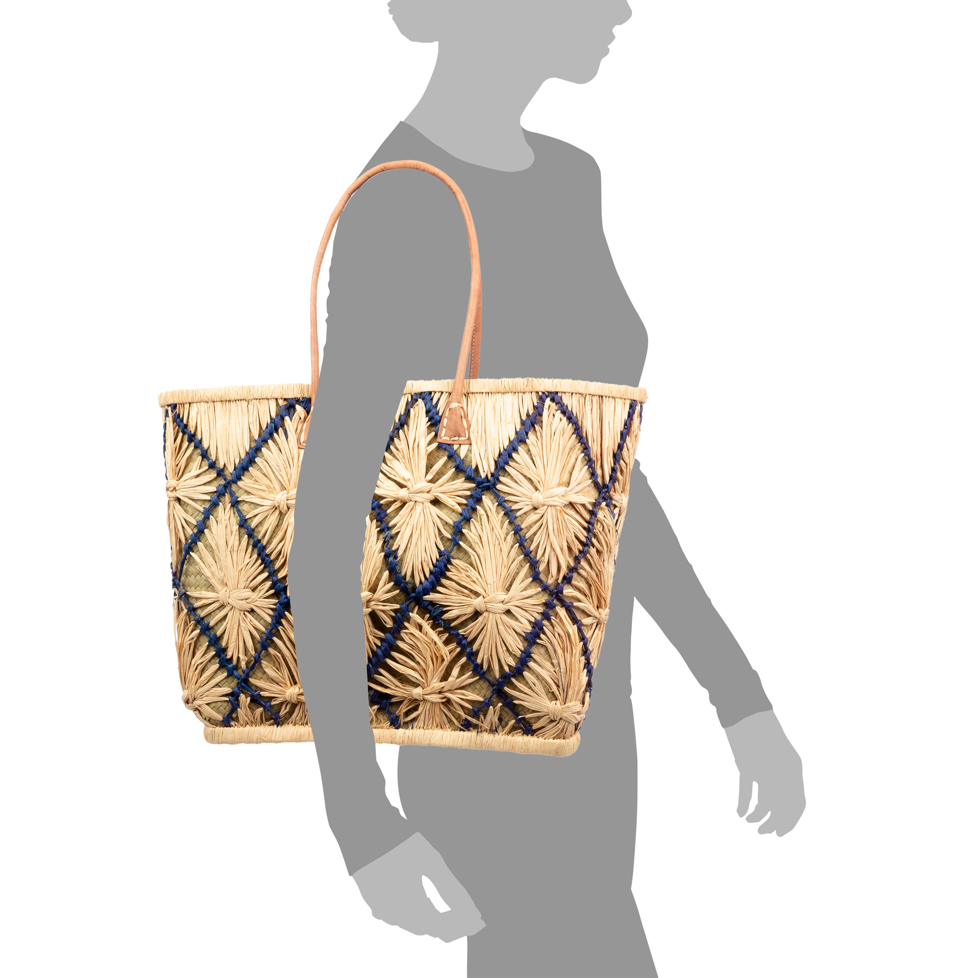 Vigonovo borsa shopper donna. Realizzata in rafia e paglia, con manici in pelle.