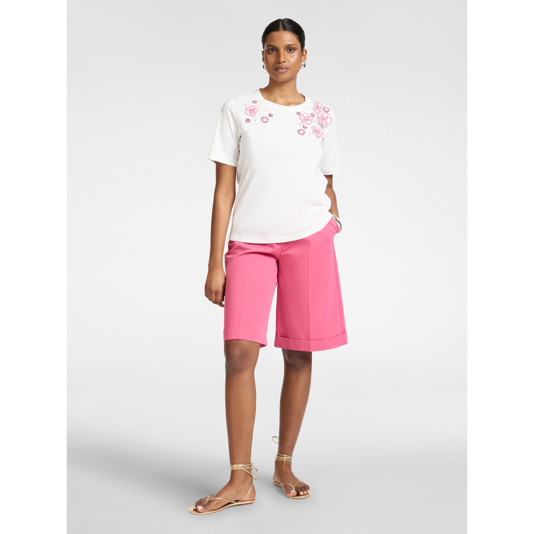 Elena Mirò - Bermuda sartoriali in misto cotone - Fucsia