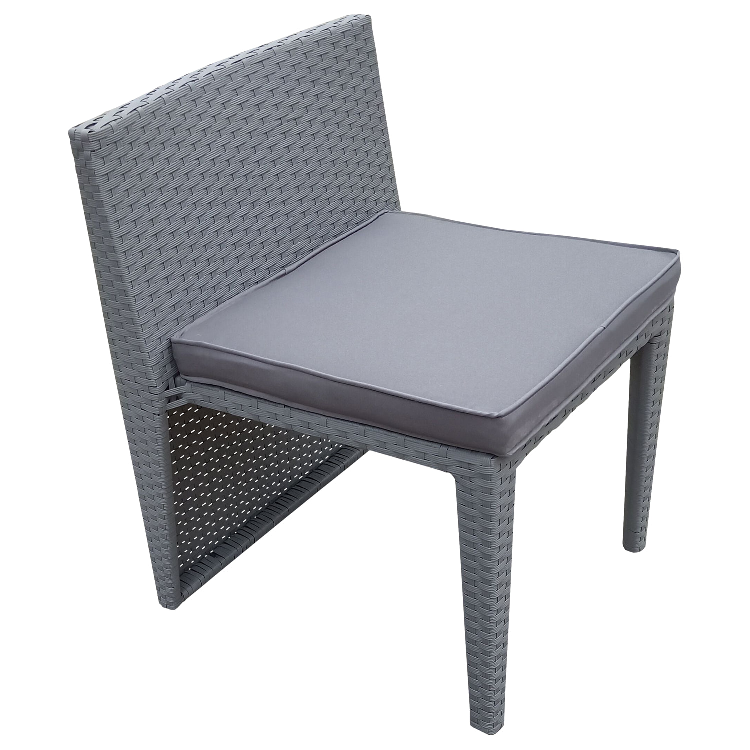 Salon de jardin encastrable SANTORIN en résine tressée grise 2 places - coussins gris