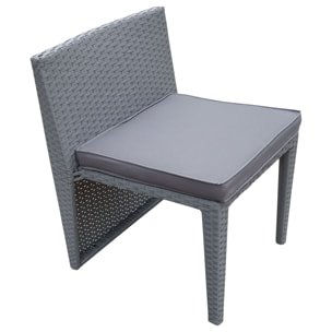 Salon de jardin encastrable SANTORIN en résine tressée grise 2 places - coussins gris