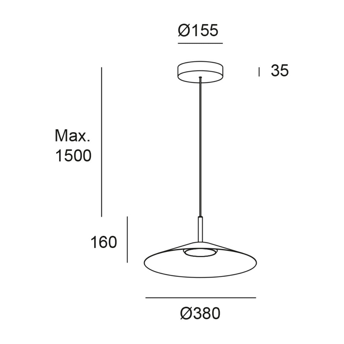 Ledsc4 LedsC4 - Lámpara Colgante LED Interior, Diseño Contemporáneo, Luz Cálida 2700K-3000K, Altura Ajustable, Difusor Opal, Oro Mate, 50,000 Horas Vida Útil, Garantía 5 Años