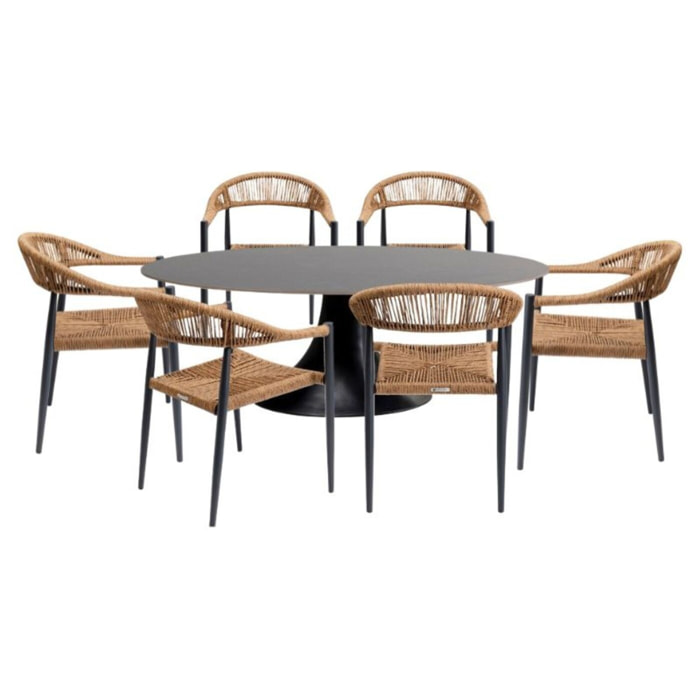 Ensemble de jardin Grande Possibilita table 220cm et 6 chaises nature Kare Design