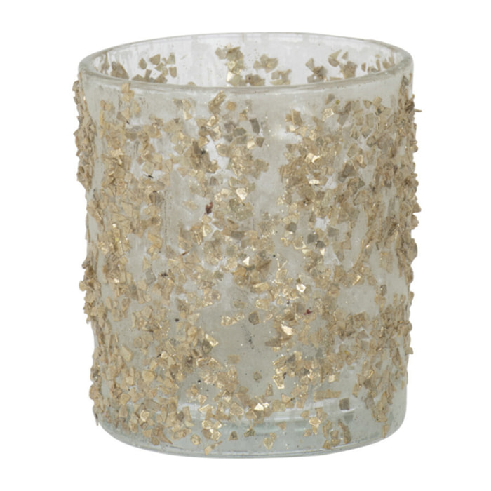 J-Line photophore Paillettes - verre - champagne - small - 4 pcs