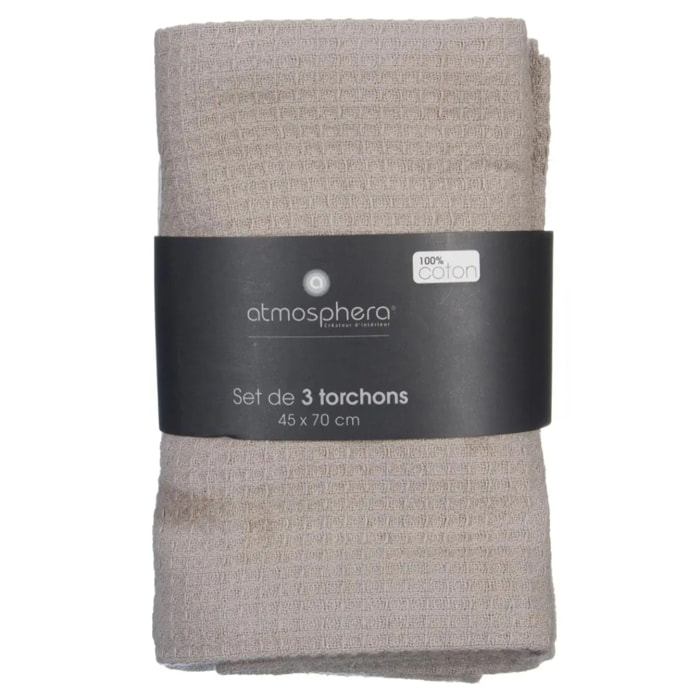 Lot de 3 torchons coton 45x70cm