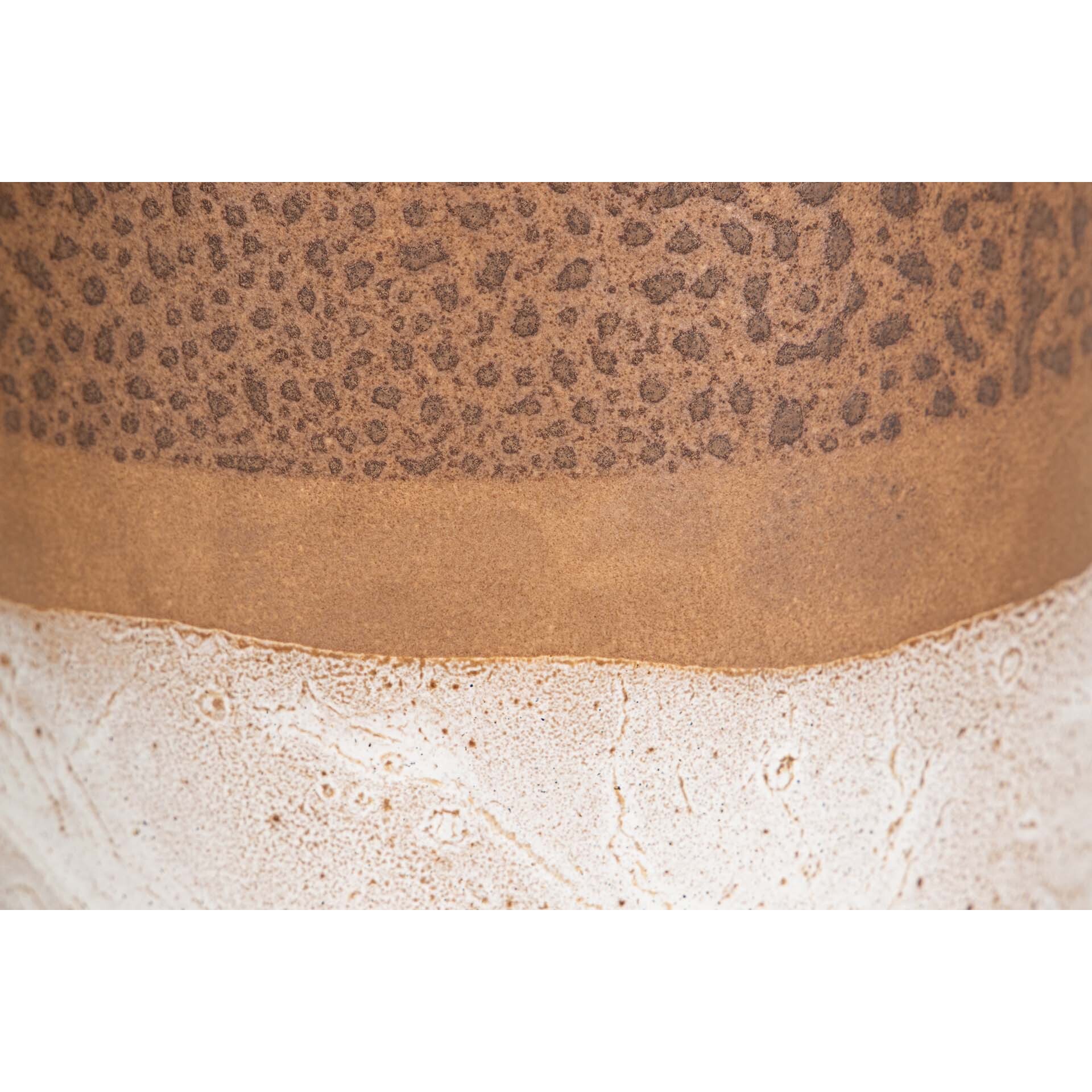 Florero Ceramica Marron Blanco 20x20x34 Cm