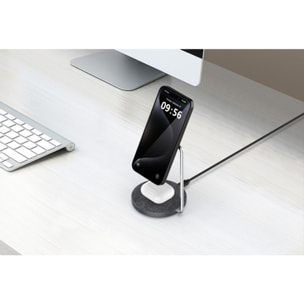 Chargeur induction ADEQWAT stand compatible Qi2/MagSafe 2 en 1 15W