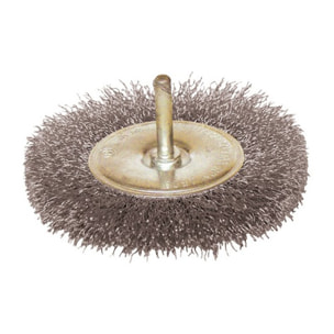 Brosse circulaire sur tige fil acier ondulé décapage dur bois/métal - D. 50 mm - Q.6 mm - Ep.7 mm - LEMAN - 330.050V