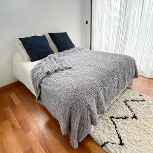 Couverture imitation poils longs - Longwool Gris Clair - 220x240cm - 450g/m²