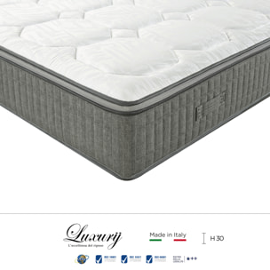 "Positano" H30 cm 90x200 guanciale Memory OMAGGIO a molle insacchettate e 4cm memory Gel