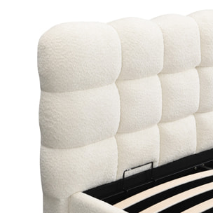 Lit coffre avec tête de lit en tissu bouclé - LOLA