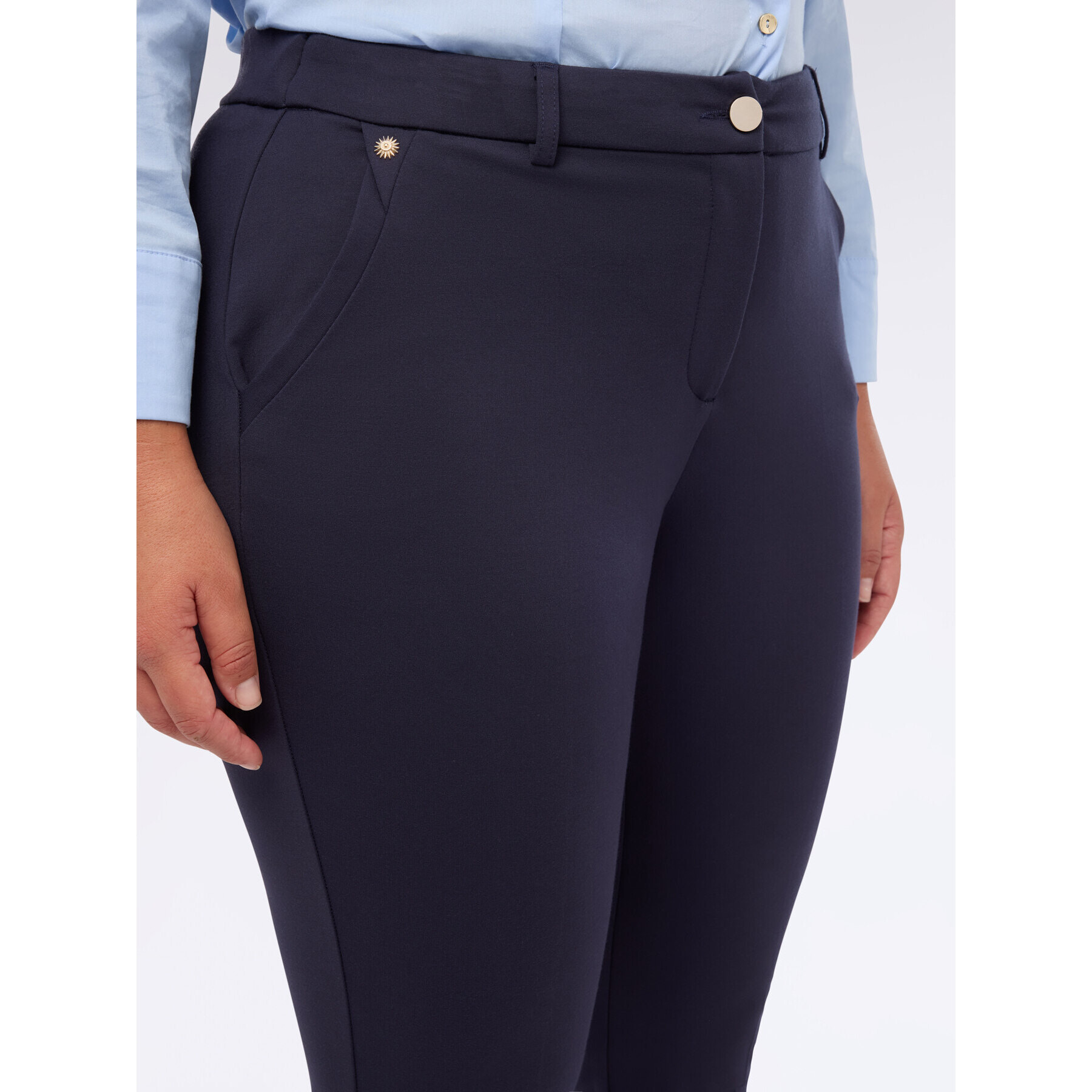 Fiorella Rubino - Pantalones New York en punto Milano - Azul