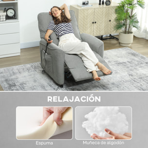 Sillón Relax Reclinable Eléctrico, con Calor Lumbar y Masaje Vibración, Sillón Masaje Relax, Motor Silencioso, Función de Memoria, Bolsillos Laterales, Almohada, Control Remoto con USB, Gris