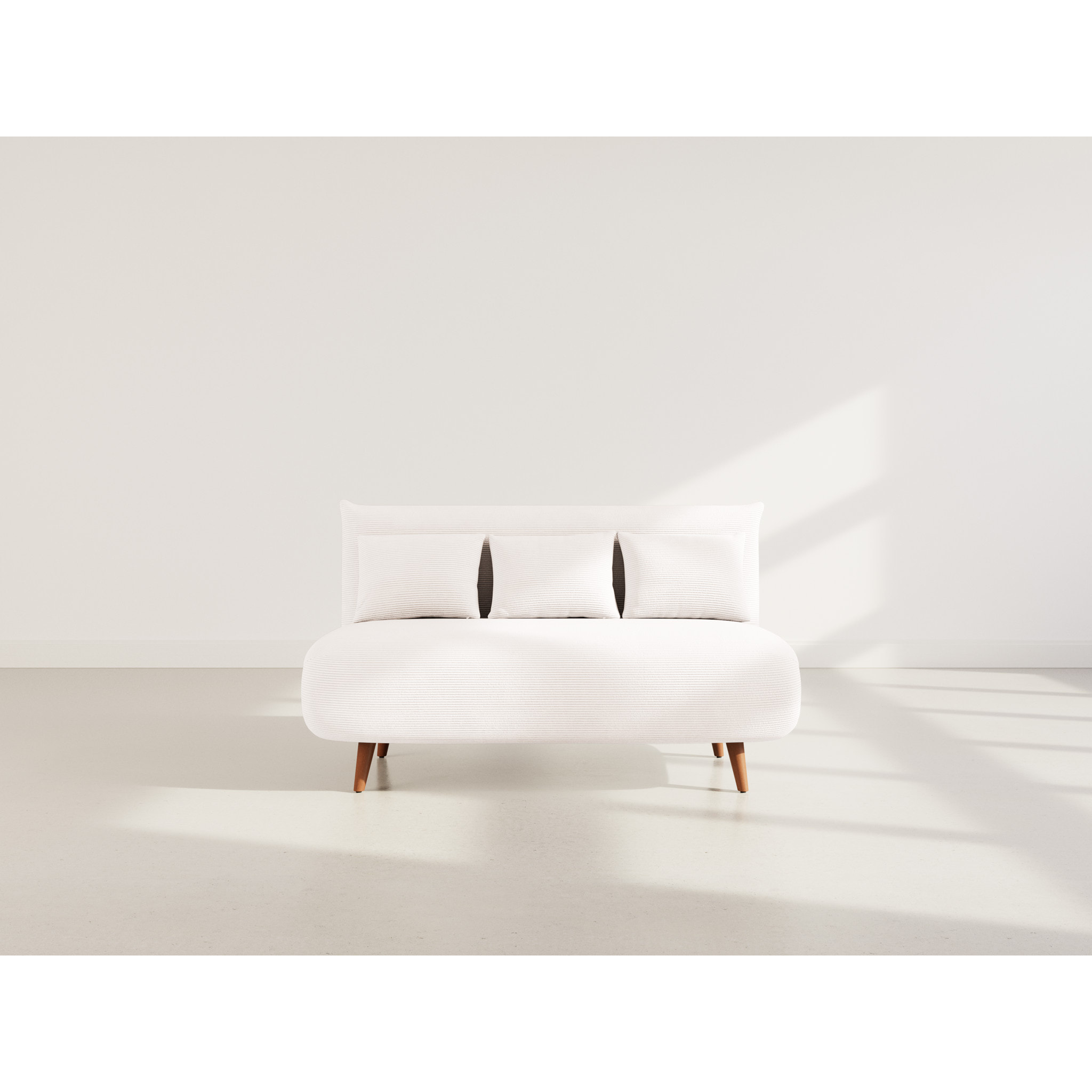 Lumi - Banquette convertible clic-clac 2 places en velours côtelé - Beige