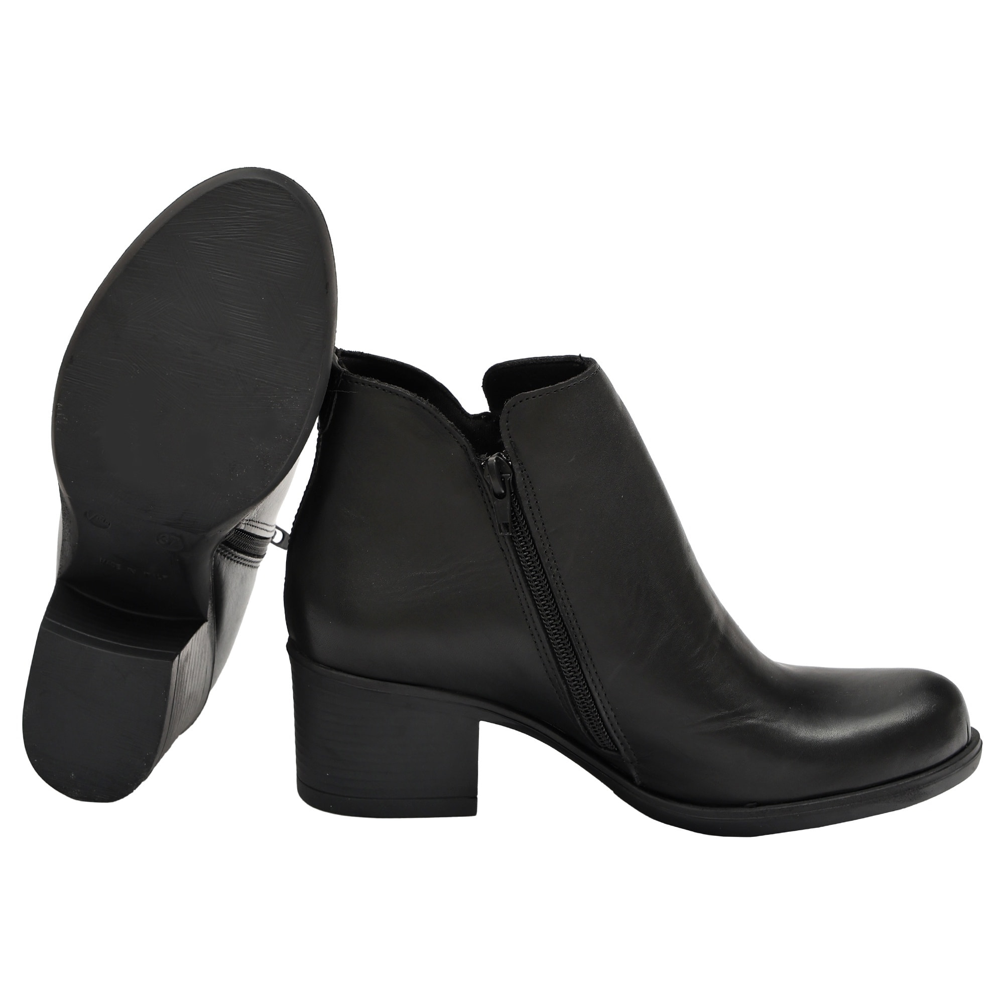 Tronchetto in vera pelle con tacco comodo