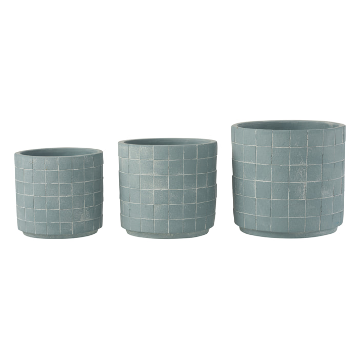 J-Line cache-pot Carré - céramique - bleu clair - large - Ø 16 cm