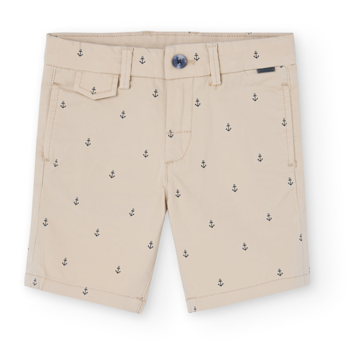 Bermudas estampadas en satén de color beige, Bermudas, niño
