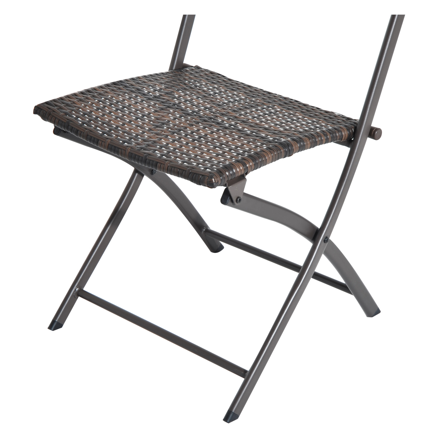 Ensemble meubles de jardin design table carré et chaises pliables résine tressée imitation rotin marron