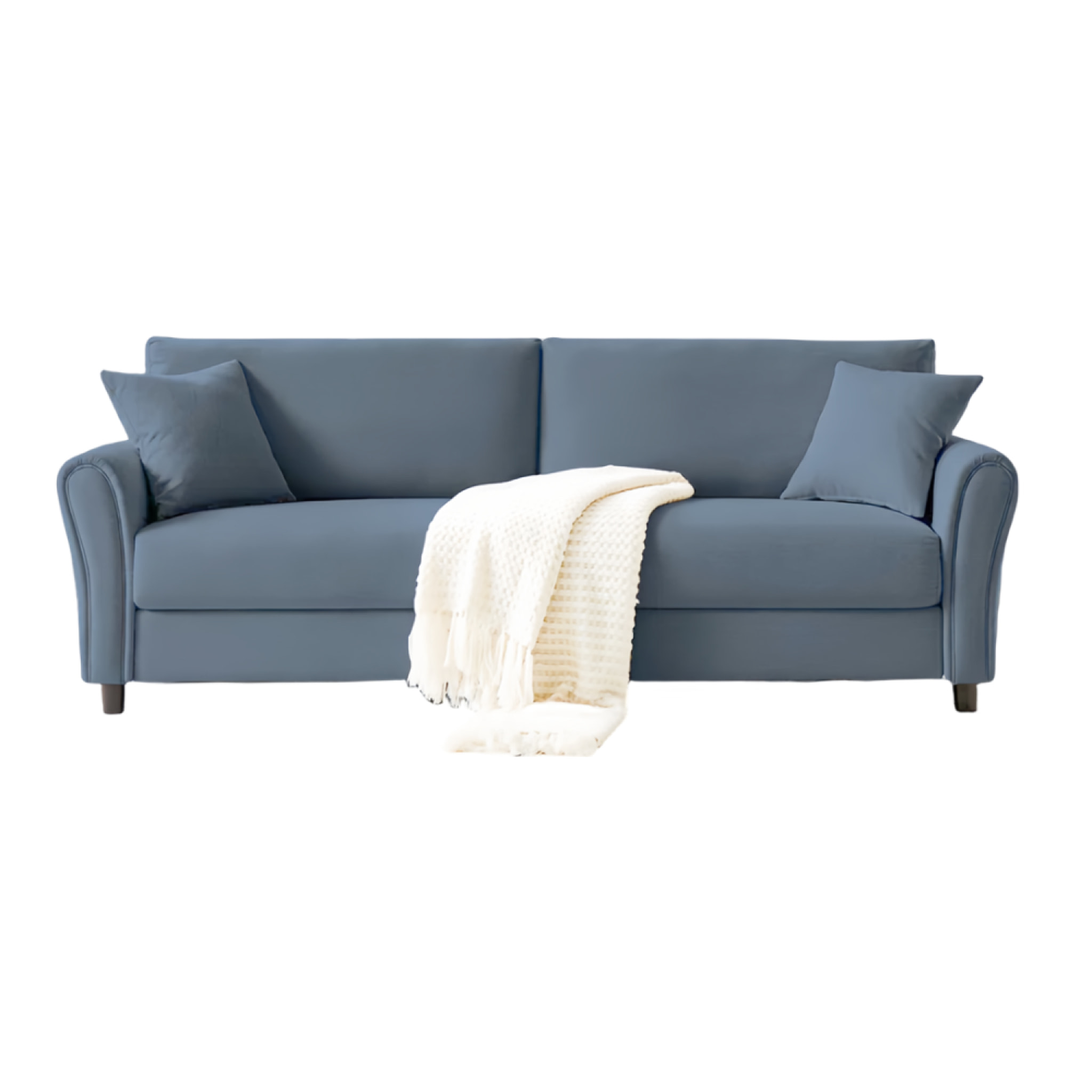 MALERNE - Canapé droit en tissu 4 places bleu clair