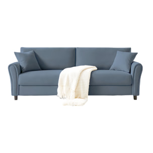 MALERNE - Canapé droit en tissu 4 places bleu clair
