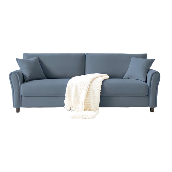 MALERNE - Canapé droit en tissu 4 places bleu clair