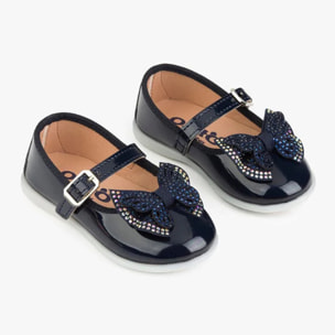 Baby Mary Jane con fiocco di strass  navy