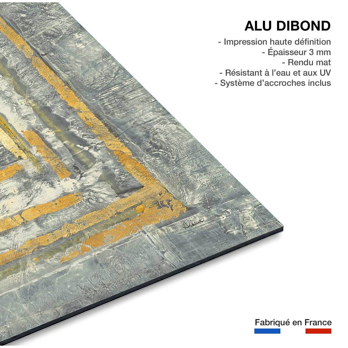 Tableau Abstrait d'or et de blanc Tableau alu Dibond