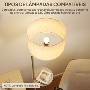 Lámpara de Pie Moderna con Estante, Lámpara de Lectura de Pie 40 W con Pantalla de Lino Sintético Desmontable, Puerto USB, Interruptor de Cadena y Marco de Acero, para Salón, Dormitorio, Dorado