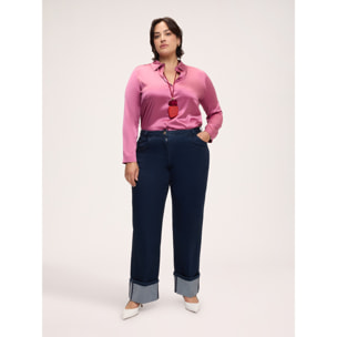 Fiorella Rubino - Camicia in seta stretch con colletto classico - Rosa