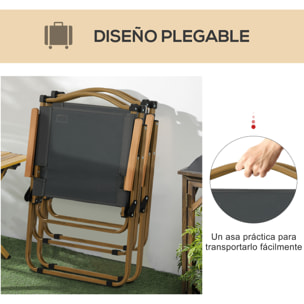 Pack de 2 Sillas Plegable de Camping, Sillas de Camping Portátil con Reposabrazos y Estructura de Acero, Silla para Pesca, Jardín, Terraza, Gris Oscuro