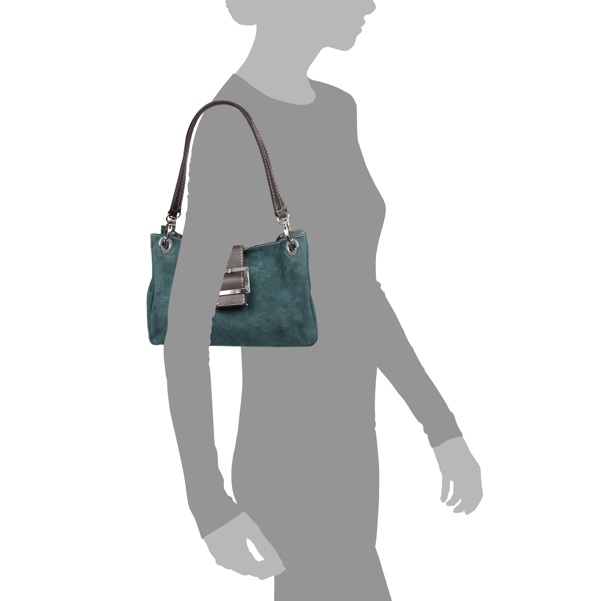 Aicurzio Borsa a spalla Donna. Pelle autentica Camoscio Dollaro