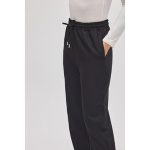 Pantaloni neri dritti con vita regolabile