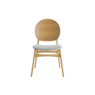 Chaises scandinaves en bois clair et tissu gris clair (lot de 2) ELTON