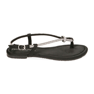 Sandalias planas de raso negro