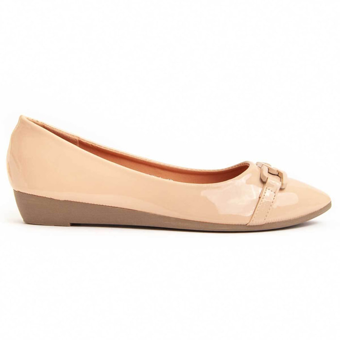 Bailarina De Cuña - Beige - Altura: 3 Cm