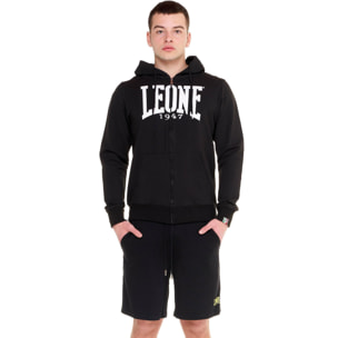 Felpa da uomo con cappuccio e zip non felpata Leone Basic