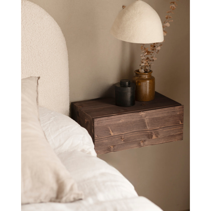 Pack de deux tables de chevet flottantes en bois massif ton noyer 15x40cm Hauteur: 15 Longueur: 40 Largeur: 25.5